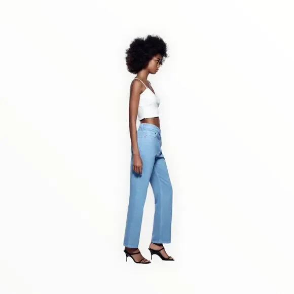 ZARA | Sky Blue | STRAIGHT LEG JEANS - Picture 5 of 12